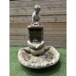 Cast stone ornament of a kneeling boy with a water feature  - THIS LOT IS TO BE COLLECTED BY APPOINTMENT FROM DUGGLEBY STORAGE, GREAT HILL, EASTFIELD, SCARBOROUGH, YO11 3TX