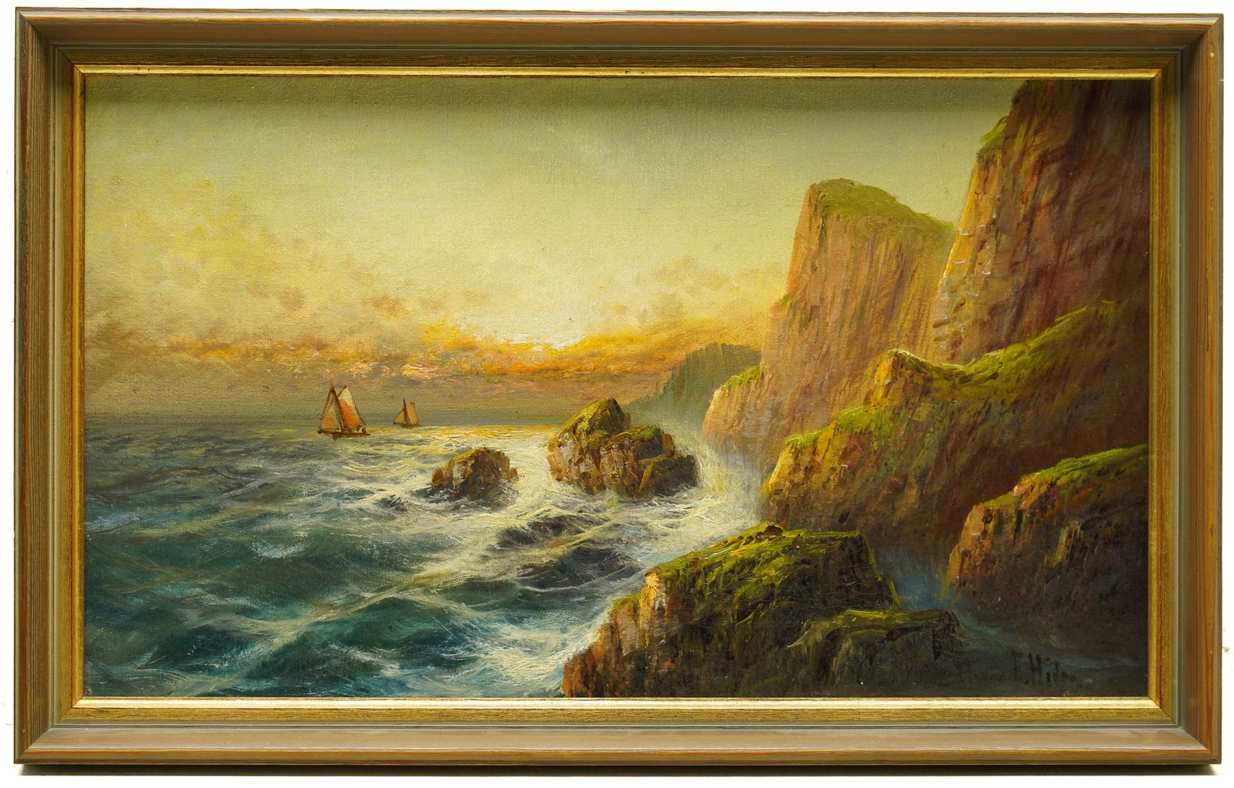 Frank Hider (British 1861-1933): 'The Glory of the Western Sky', oil on canvas signed, titled verso 29cm x 49cm