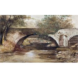 Mark Senior (Staithes Group 1864-1927): Brathay Bridge near Clappersgate Cumbria, watercolour signed and dated 1886, inscribed verso 15cm x 22cm