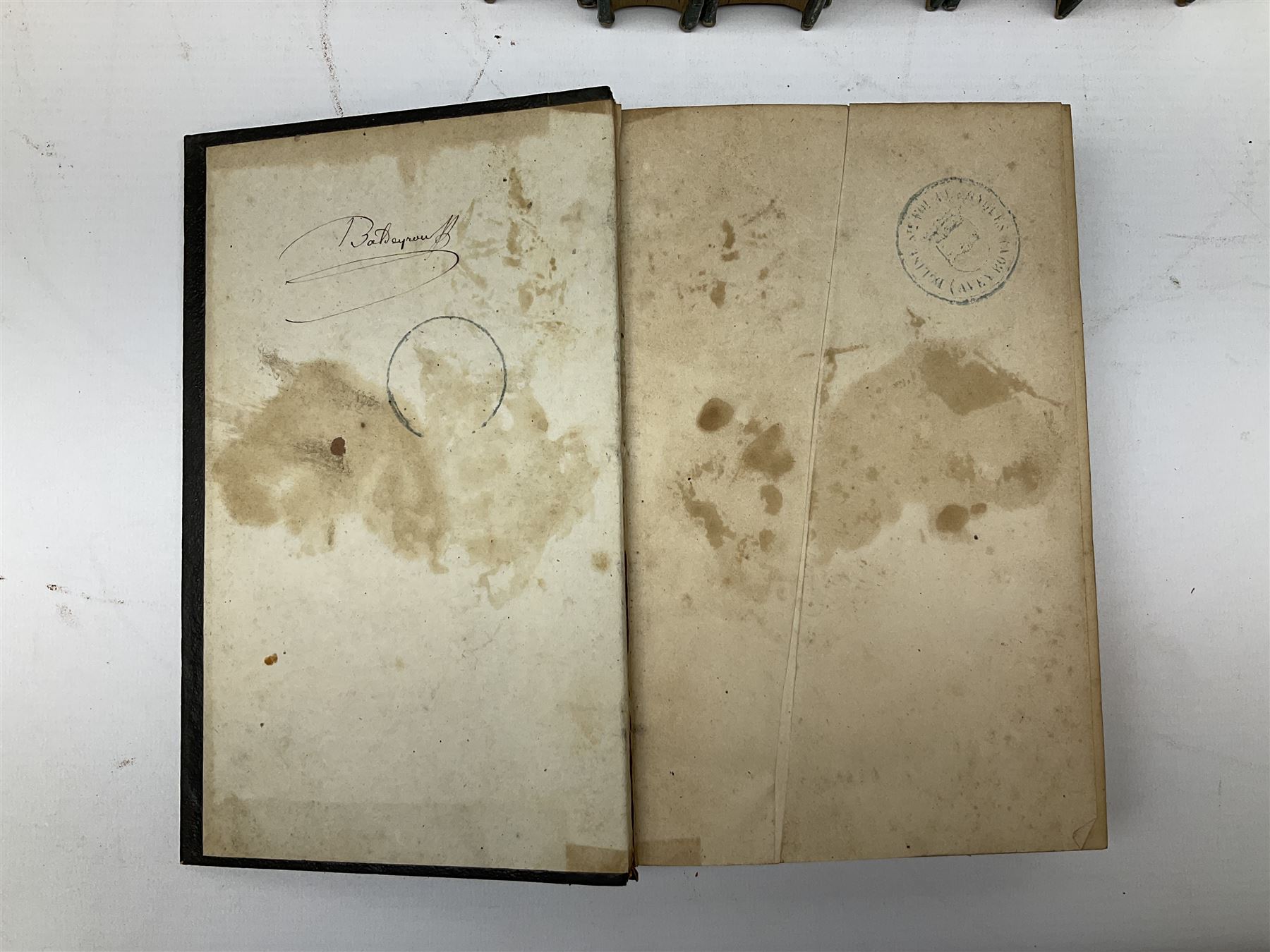 Histoire De Saint Bernard Et De Son Siecle par Le R.P. Marie-Theodore Ratisbonne. 1864 Paris. Two volumes; Nouveau Commentaire Litteral, Critique Et Theologique. 1854 Paris. Nine volumes; and Oeuvres De M. Audin. 1845/7 Paris. Eight volumes. All with leather bindings (19)