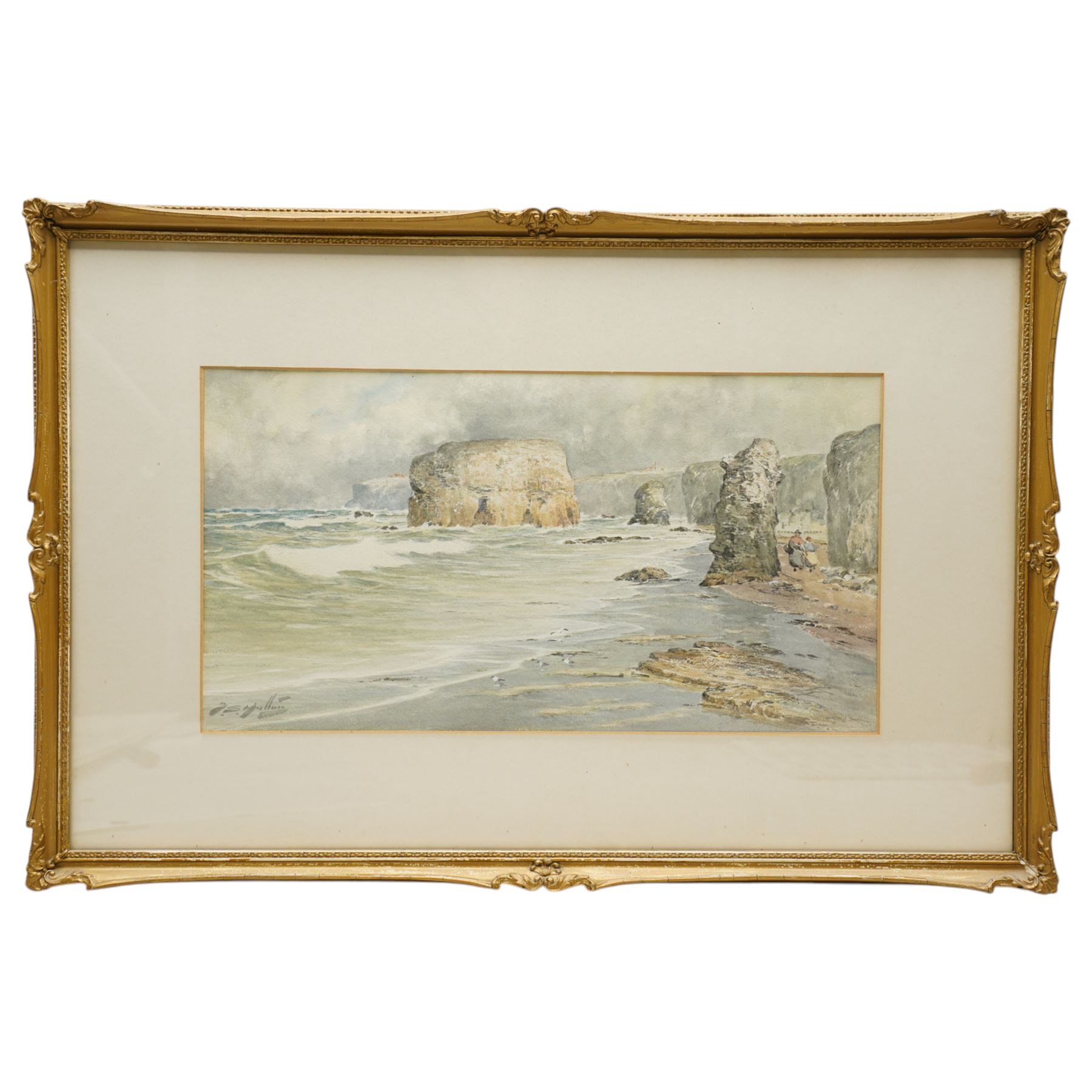 Thomas Swift Hutton (British 1860-1935): Marsden Beach, watercolour signed 23cm x 44cm