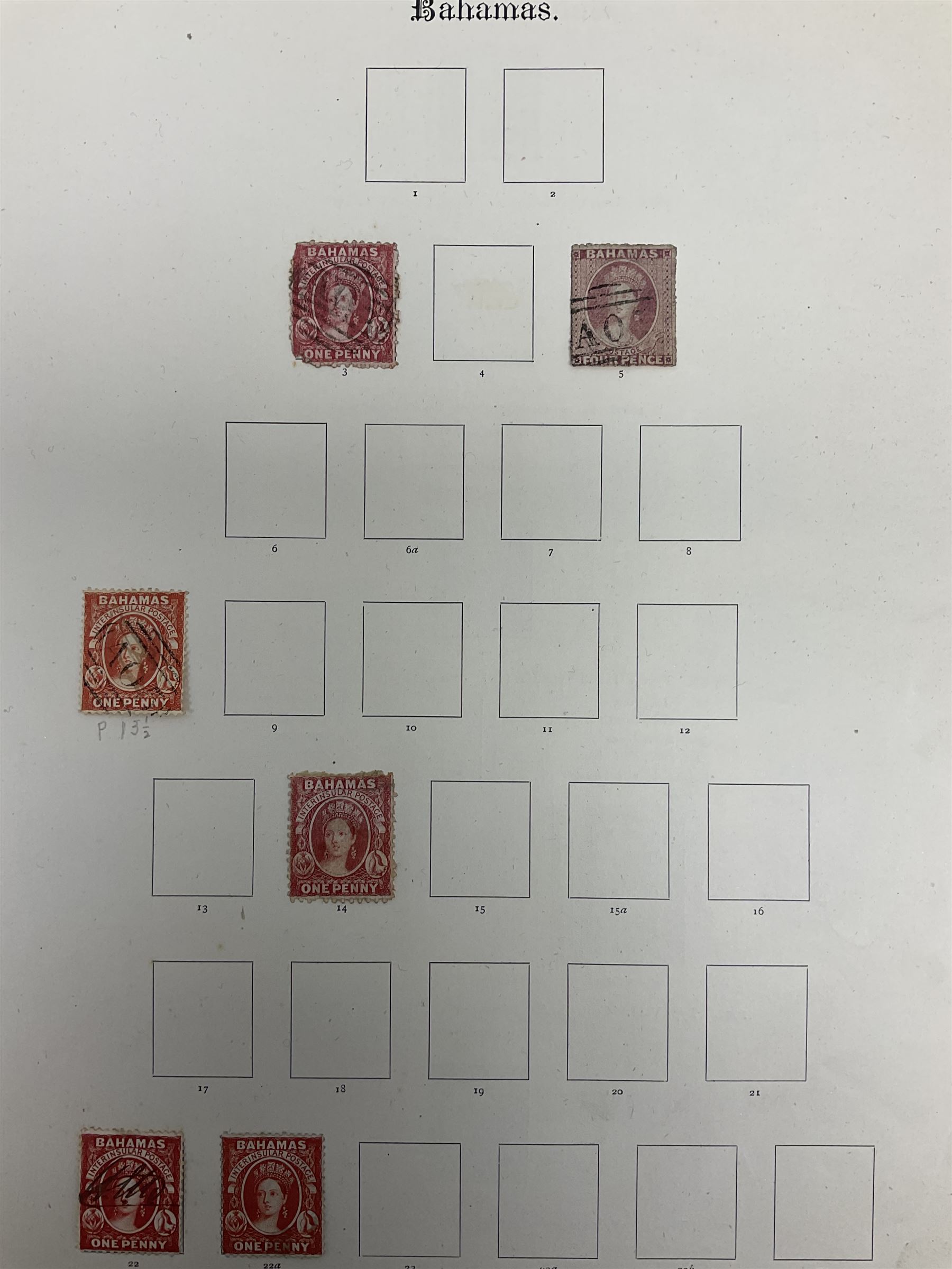 Antigua Queen Victoria and later stamps, including War stamp overprints etc and Bahamas Queen Victoria and later stamps, including Crown Colony, War Charity and other overprints etc, housed on pages