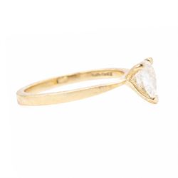 18ct rose gold diamond ring, three claw set with a single pear cut diamond of 0.52 carat, hallmarked, boxed with with GIA report