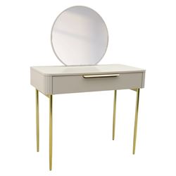 Made.com - Ebbo grey dressing table with mirror, single drawer with gold painted metal sha...