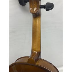 Stentor Student violin with 36cm two-piece back and spruce top, bears label 'The Stentor Student II No.1117807' L59cm; and another similar student's violin by Palatino (2)