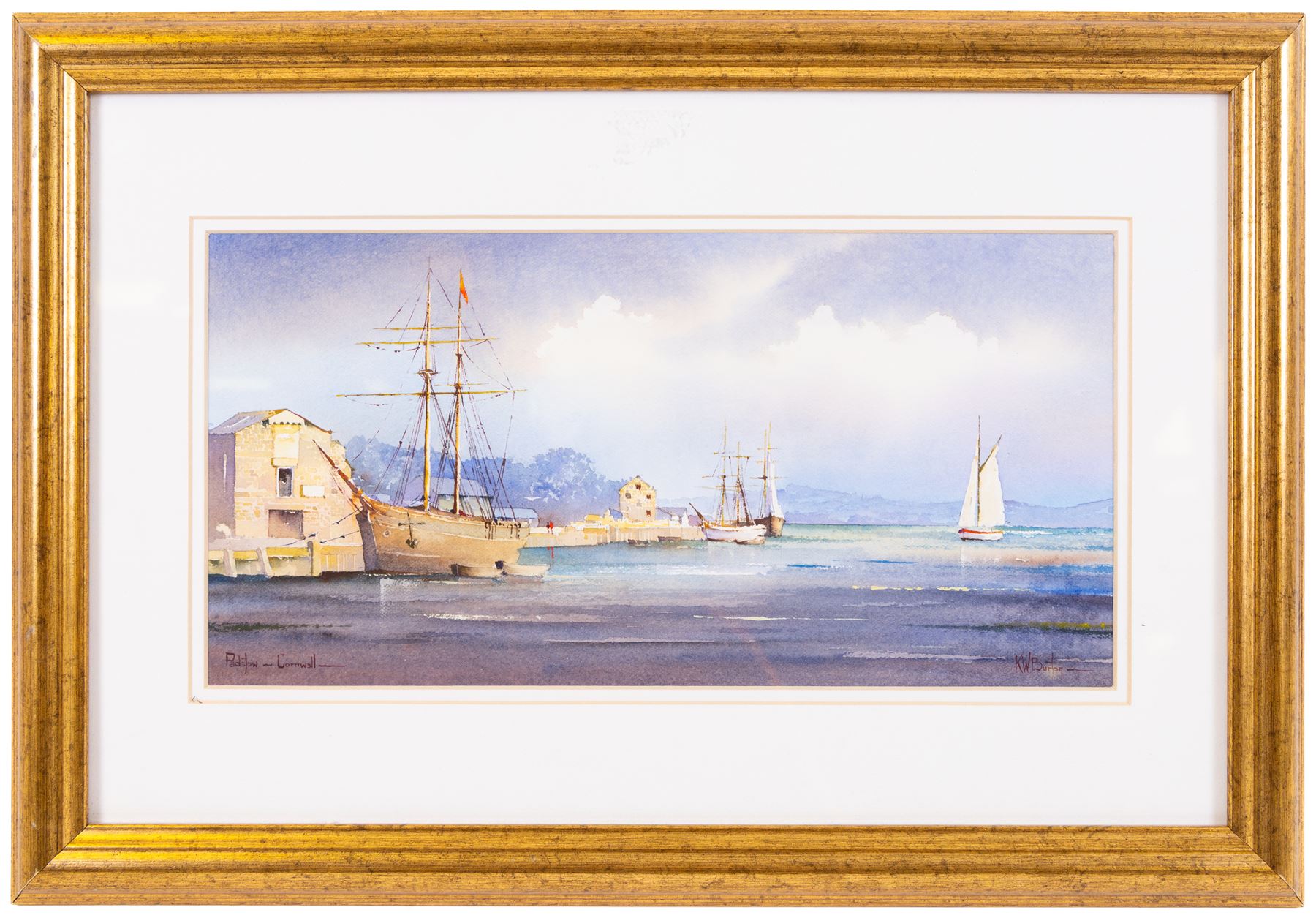 Kenneth W Burton (British 1946-): 'Padstow - Cornwall', watercolour signed and titled 16cm x 33cm