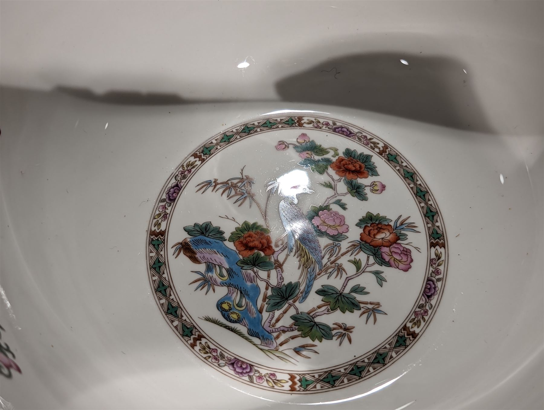 Paragon teacup and saucer, Wedgewood Kutani rose items and a Coalport Ming Rose cruet set