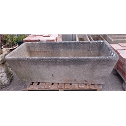 Large rectangular tapered composite granite stone trough, L154cm, D50cm, H72cm  
