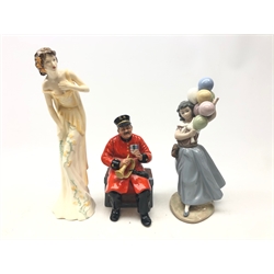  Royal Doulton figures Past Glory & Sweet Dream and Lladro Balloon Seller figure no. 5141 (3)  