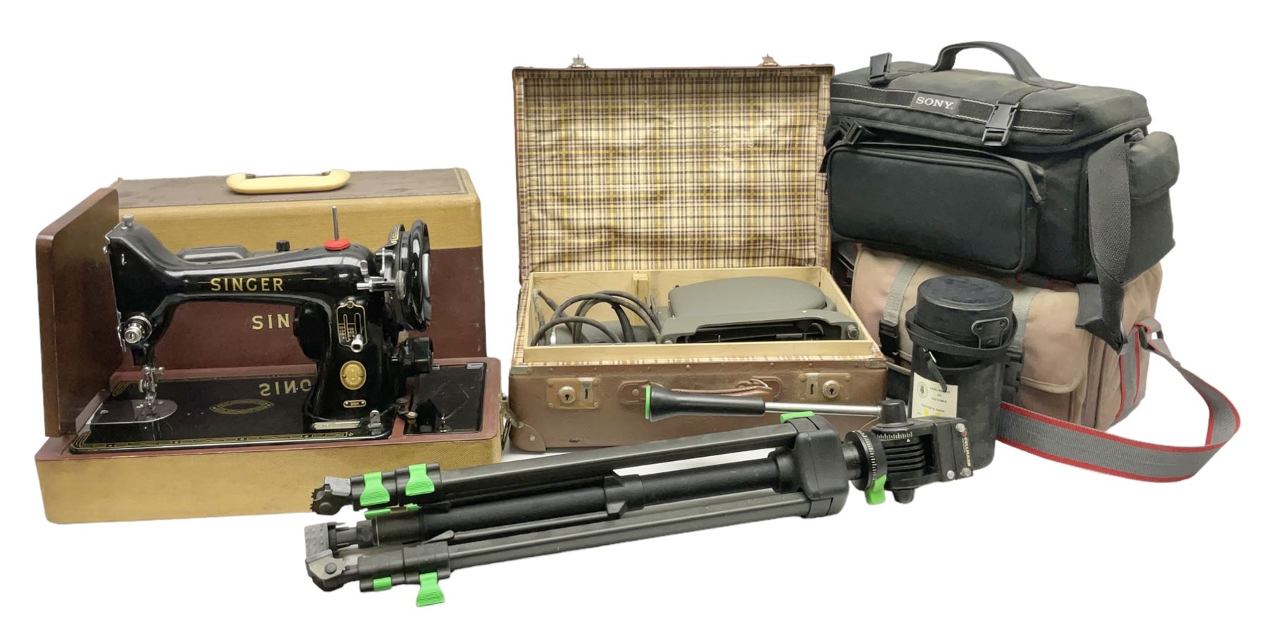 Canon T50 camera body, together with lenses and other camera equipment, projector etc