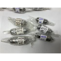 Collection of Mazda thermionic radio valves/vacuum tubes, including EH90, U26, PCF84, U26 approximately 55