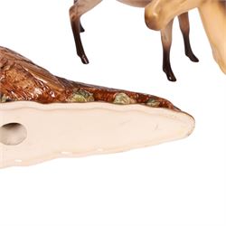 Collection of Beswick figures, including Highland horse, pheasant, deer, stag, etc, together with Royal Copenhagen dog 