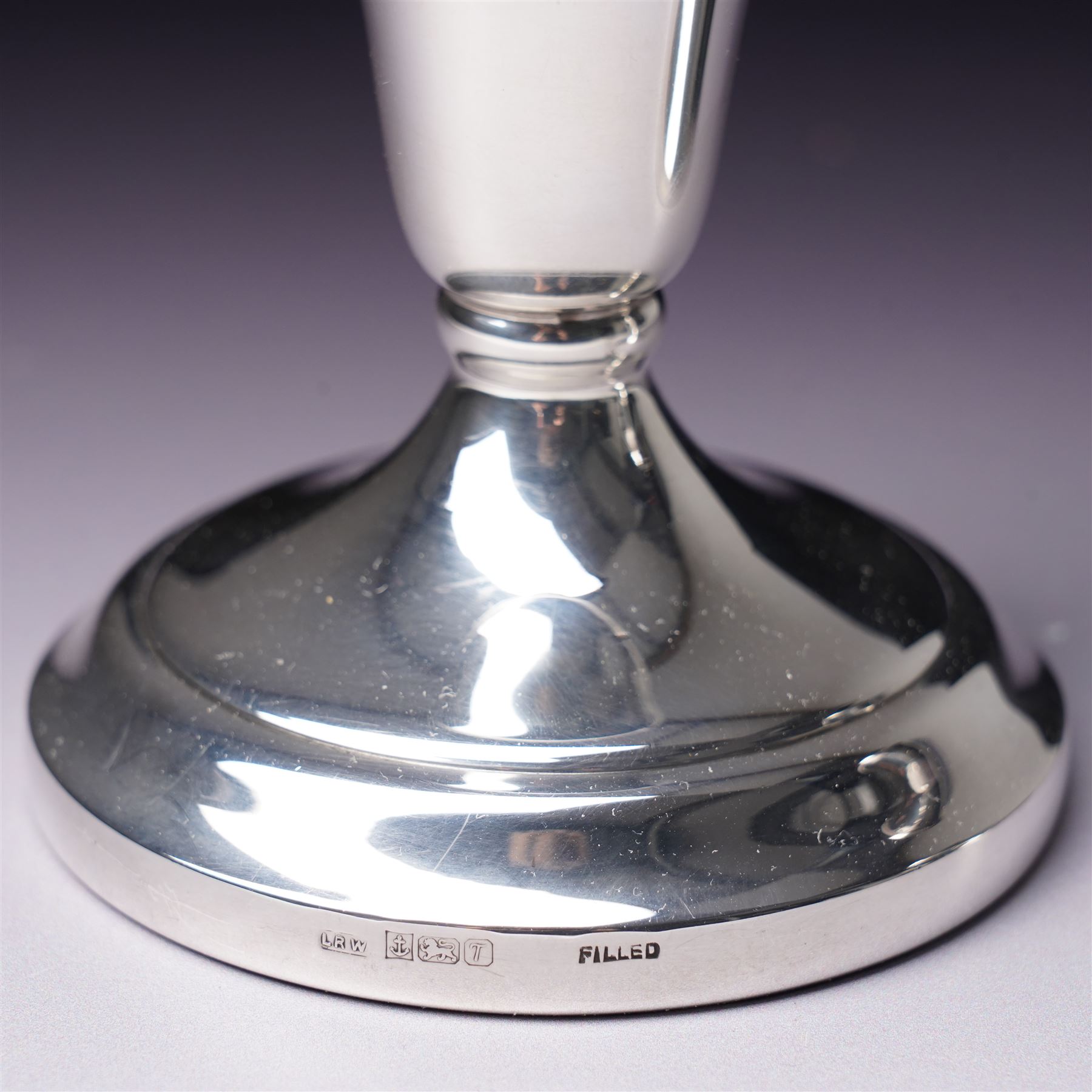  Pair of silver dressing table candlesticks with circular bases H9cm Birmingham 1993 Maker Laurence R Watson & Co
