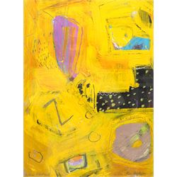 Gillian Ross Kelsey (British 1935-2025): 'Yellow Abstract', mixed media on paper signed an...