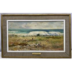 Kamel Moustafa (Egyptian 1917-1982): Goatherd and Flock, oil on panel signed 25cm x 47cm