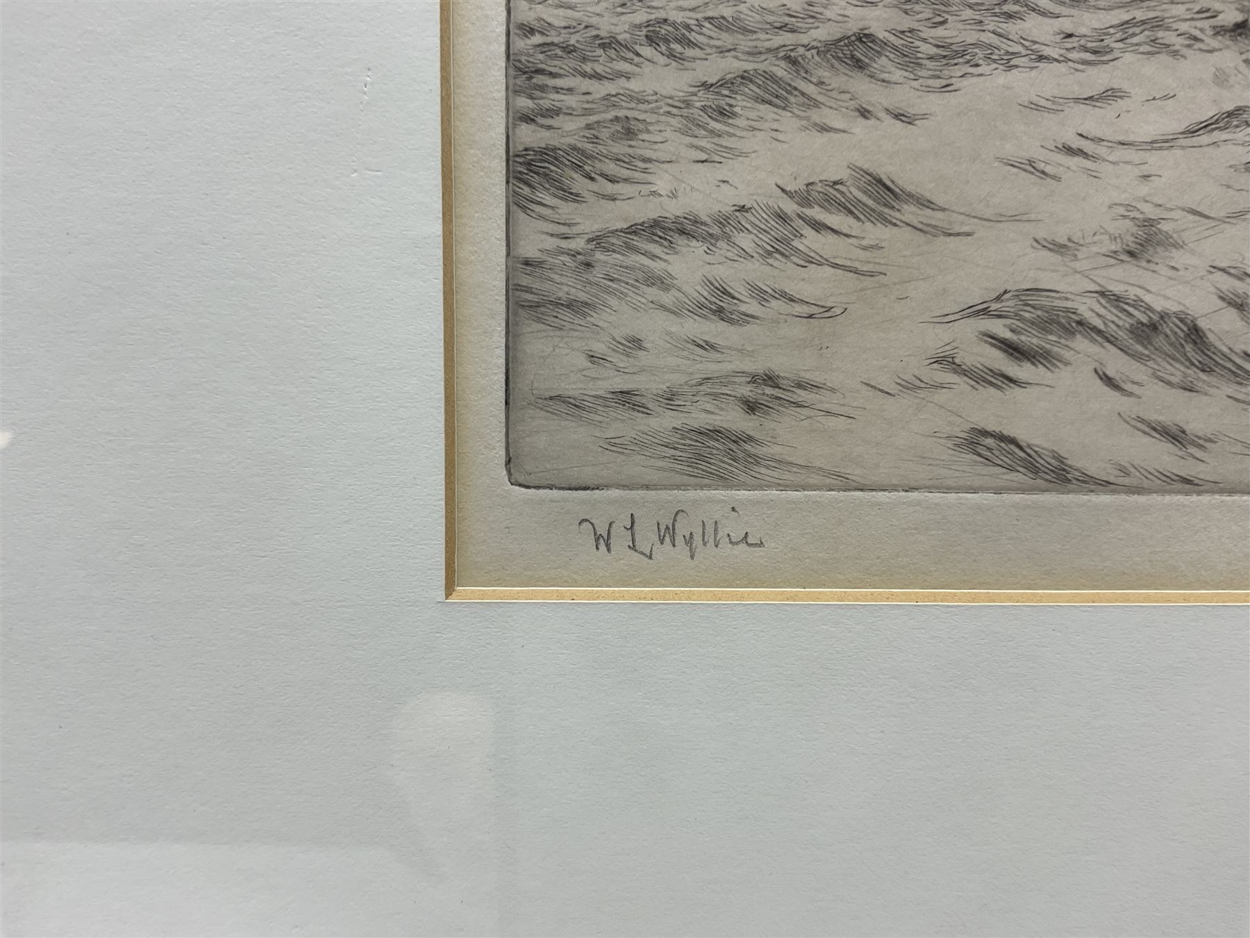 William Lionel Wyllie RA RBA RI RE NEAC (British 1851-1931): Tynemouth, drypoint etching signed in pencil 18cm x 39cm