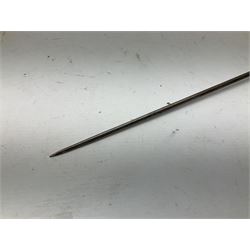 Three reproduction swords - Japanese katana and saya; Tai Chi sword with ornate scabbard; and dress sword with fullered triangular blade and horn handle (3)