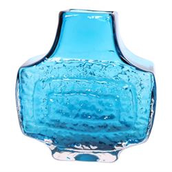 Geoffrey Baxter, Whitefriars - mid century TV vase, in Kingfisher blue, H18cm