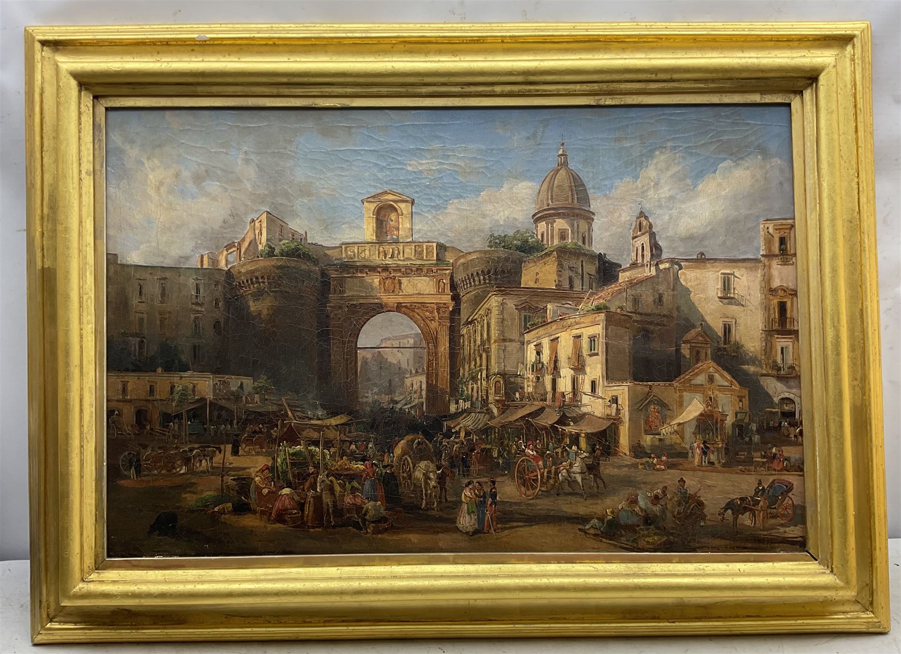 Italian School (19th century): Porta Capuana - Naples, oil on canvas indistinctly inscribed 48cm x 73cm