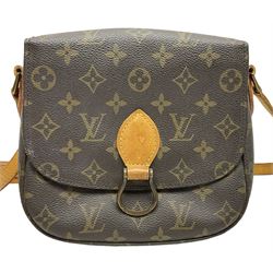 Louis Vuitton Saint Cloud cross body monogram bag with vachetta leather strap and snap closure to the front, H19cm, W20cm