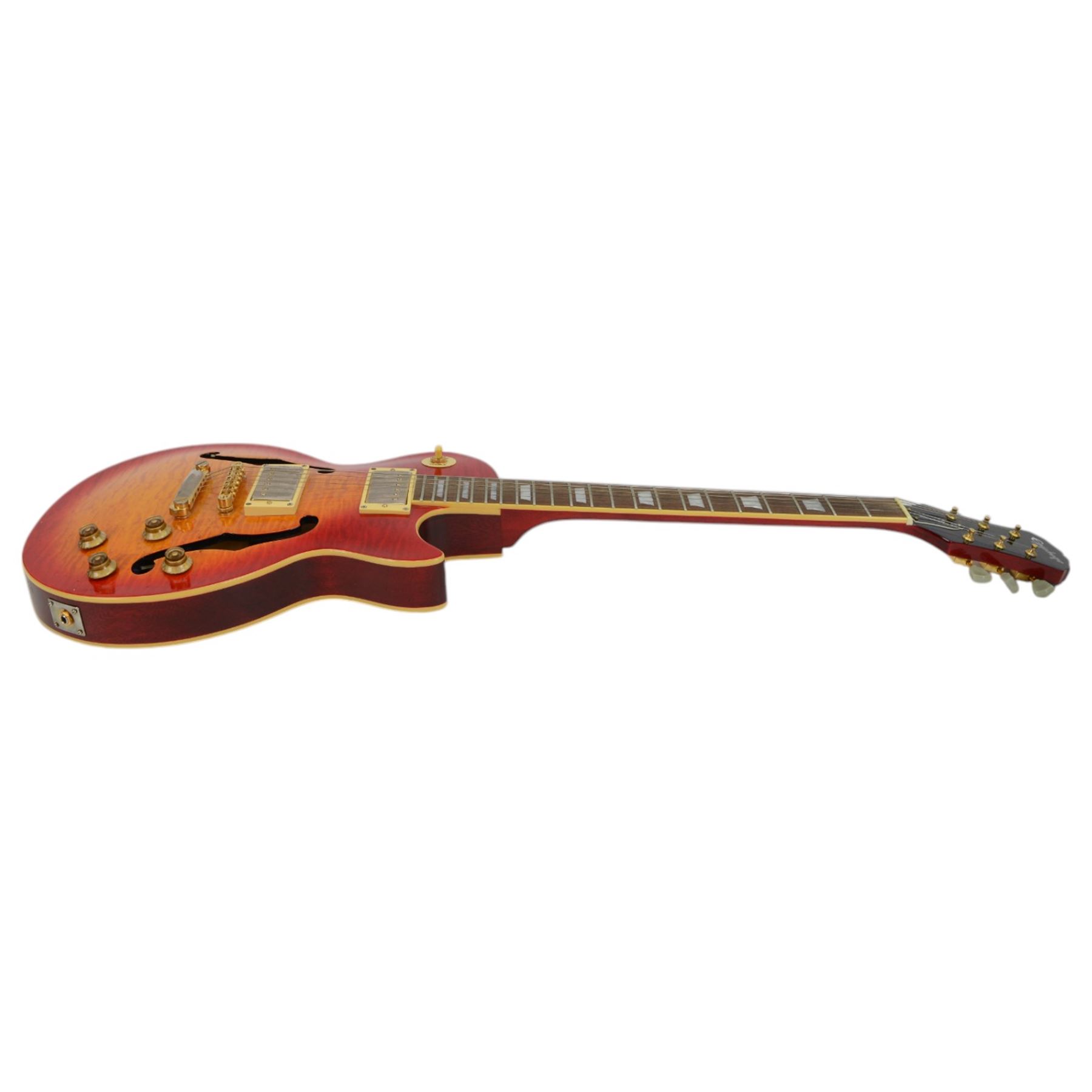 2001 Epiphone Les Paul ES Pro Limited Edition hollow body electric guitar in cherry sunburst finish, made in Korea serial no. U01040599, contained within hard case, guitar length 98.5cm