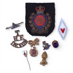 Royal Engineers cloth badge, together with Royal Artillery regiment silver sweetheart broo...