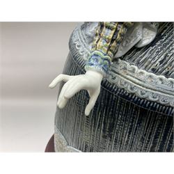 Large Lladro figure, La Menina, modelled as a maid of honor in service, on a mahogany oval base, limited edition 99/1000, sculpted by Jose Puche, with certificate of authenticity, framed and glazed, no 1812, year issued 1996, year retired 2019, H60cm