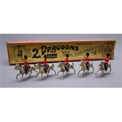  Britains Set No.32 2nd Dragoons Royal Scots Greys with four Dragoons and officer on trotting horses, in original Whisstock box  