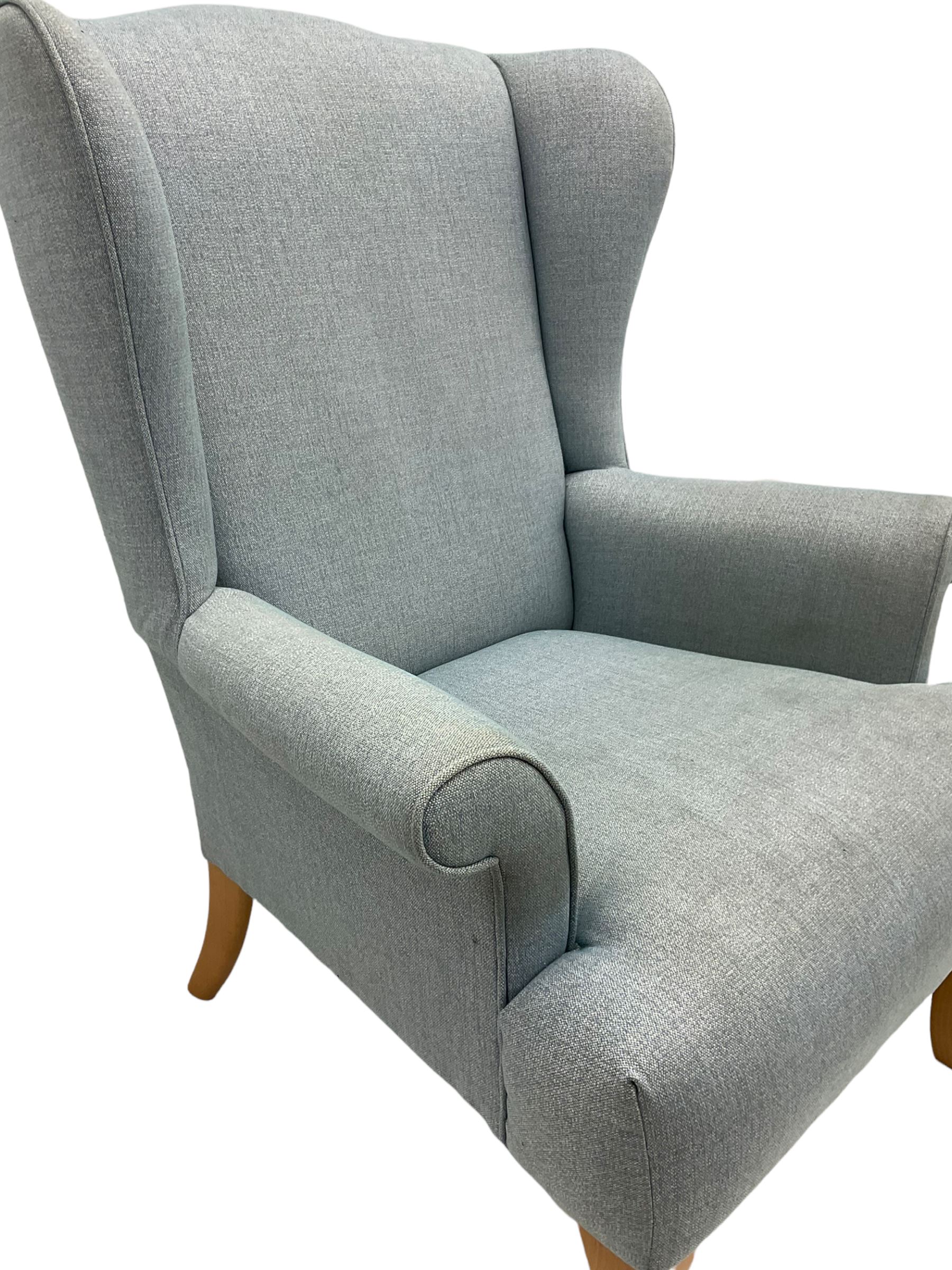 John Lewis high wing back armchair upholstered in denim cover The