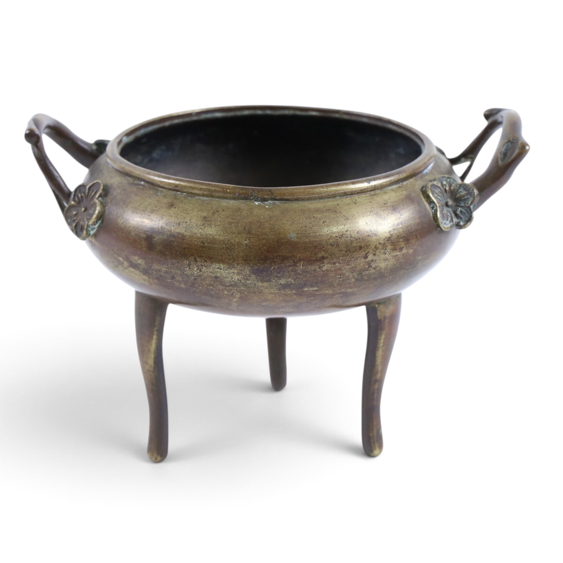 Pair of vases, of Hexagon form with chilong handles, together with tripod censer, and two further pots 