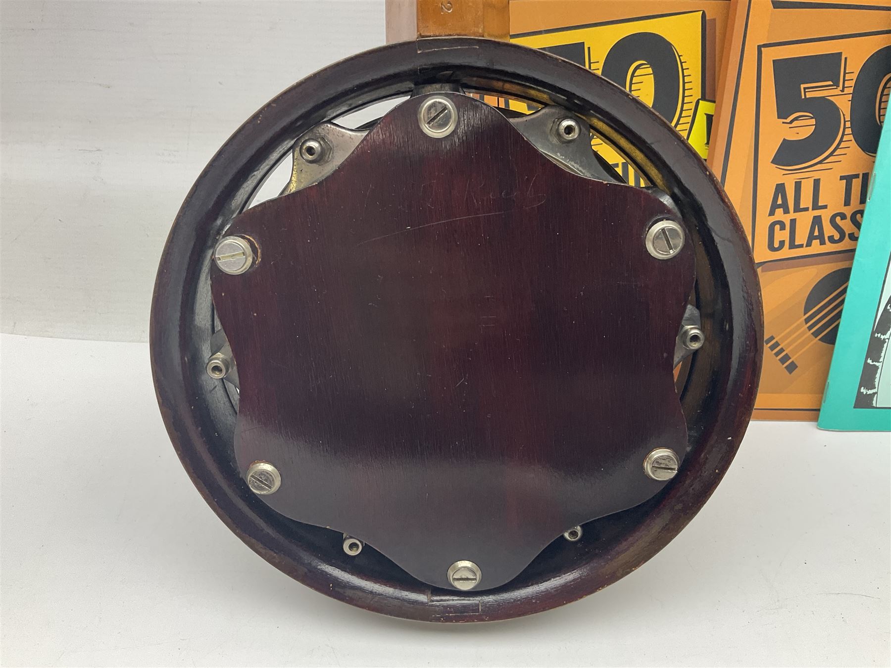 W.D. Keech banjolele pat.219720/23 with etched signature to the back; serial no.A12082 L55cm; and a restored Italian mandolin with segmented lute back; together with three music books