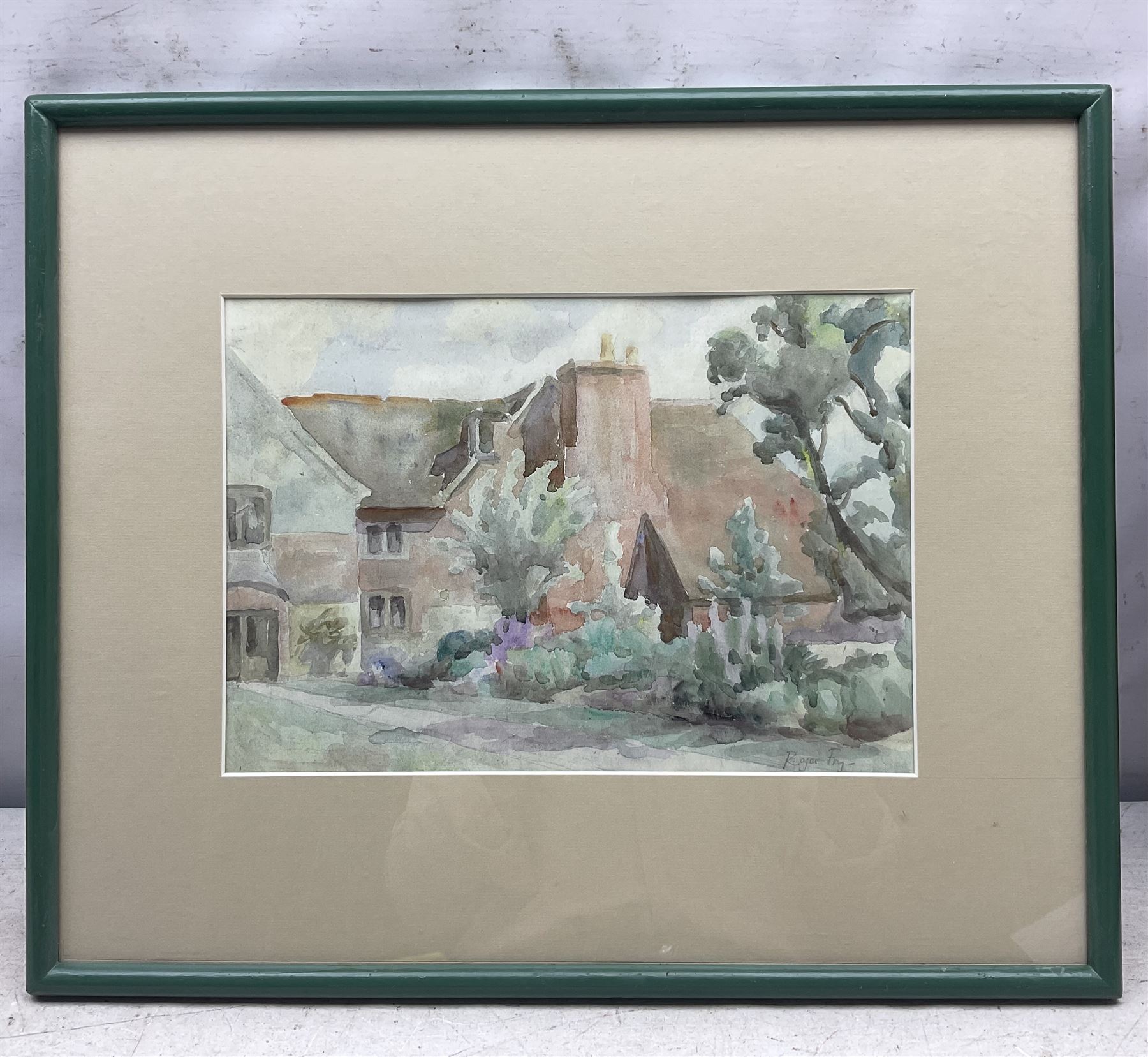 Roger Eliot Fry (British 1866-1934): 'Chilling', watercolour c.1917 signed in pencil 23cm x 34cm 
Provenance: with The Bloomsbury Workshop; the painting depicts the home of Alys Russell (1867-1951), wife of Bertrand Russell (1872-1970).