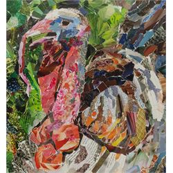 Penny Wicks (British 1949-): 'Quirky Turkey', collage signed, titled verso 33cm x 31cm
