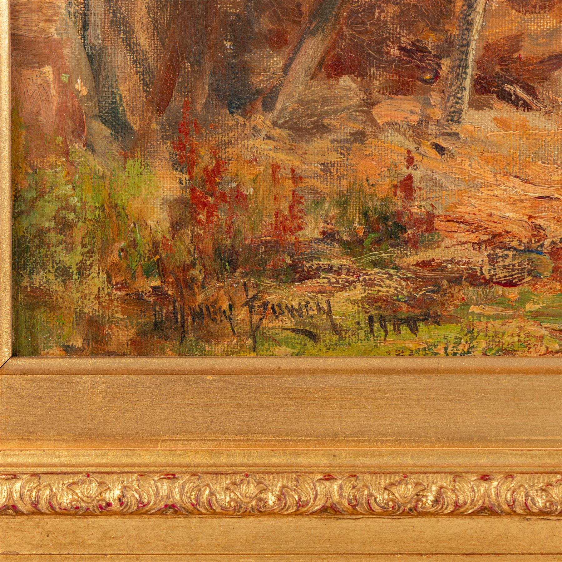 Owen Bowen (Staithes Group 1873-1967): Building a Hayrick, oil on canvas signed and dated 1900, 28cm x 45cm 
Provenance: private collection, purchased Tennants Auctioneers 22nd May 2021 Lot 226