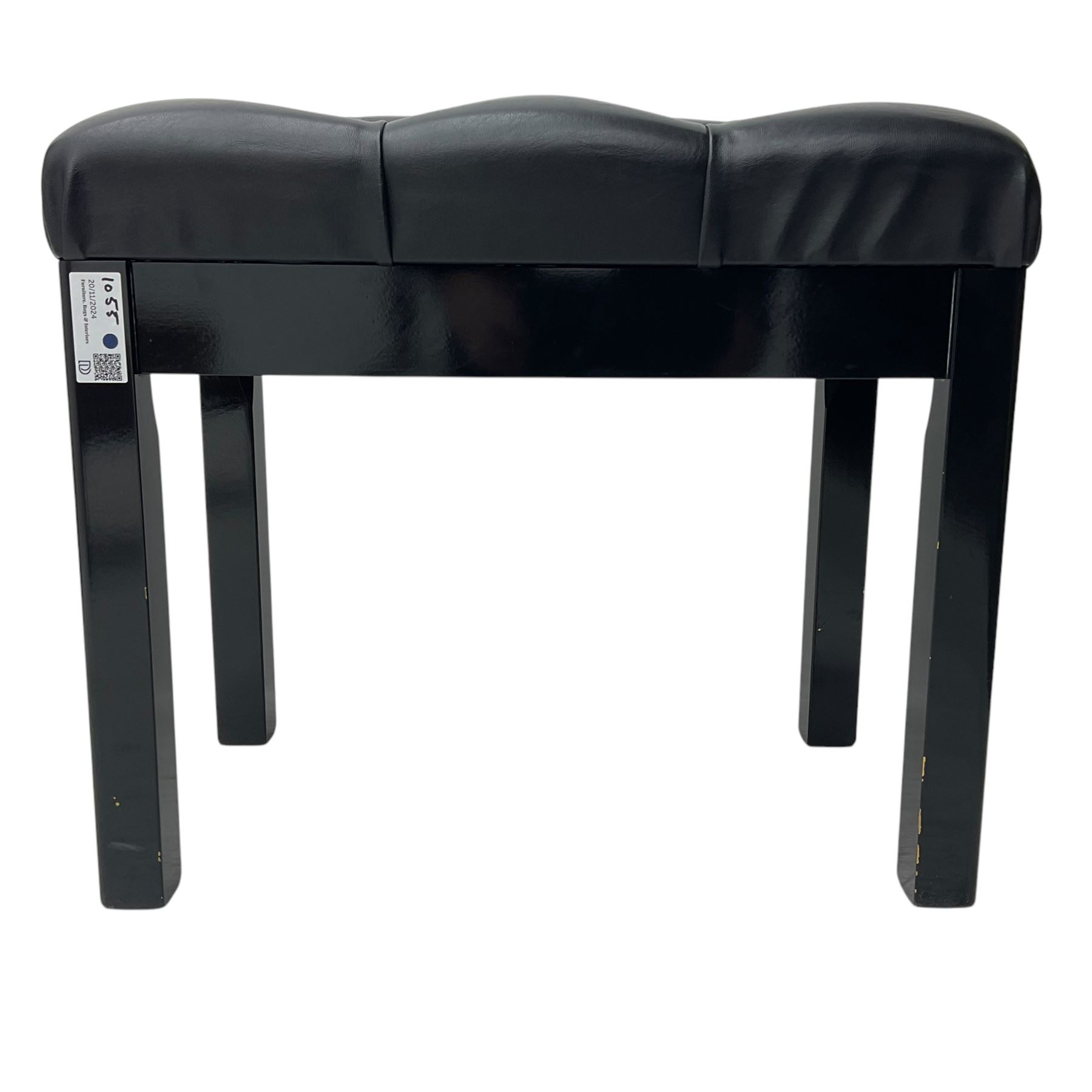 Roland - HP-109 digital mini-grand piano, in black high gloss lacquered case, on square tapering supports with spade feet and brass castors; together with matching adjustable stool 