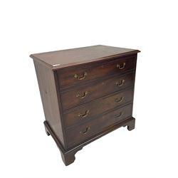 George III mahogany commode, double-hinged lid enclosing single shelf, disguised as a four drawer chest, on bracket feet
