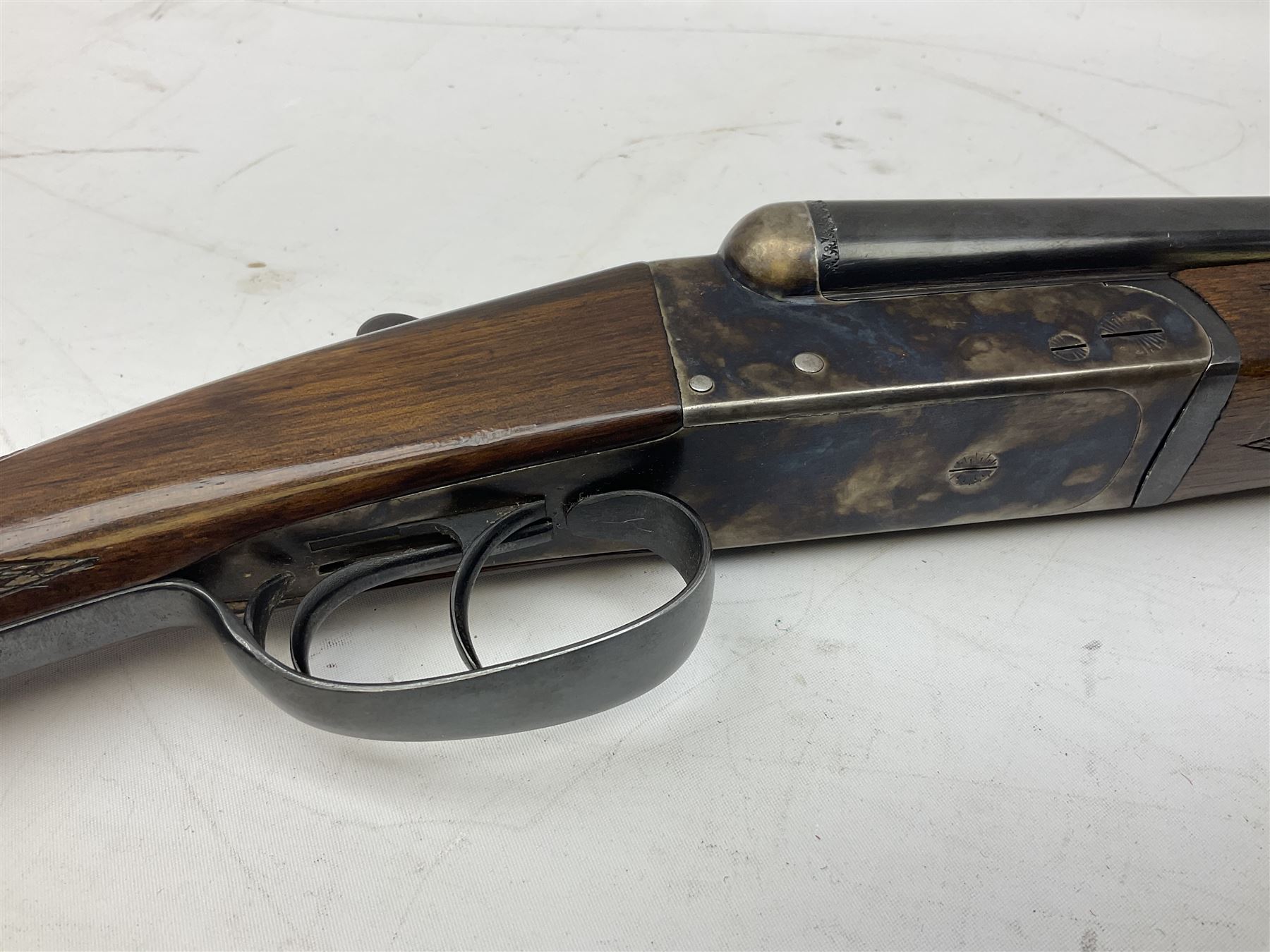 Spanish Ugartechea 20-bore double barrel side-by-side boxlock non-ejector sporting gun, retailed by Parker Hale Birmingham, with 67.5cm barrels, walnut stock with chequered grip and fore-end No.171199 L112cm overall SHOTGUN LICENCE REQUIRED