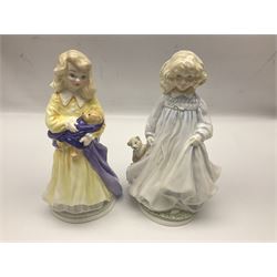 Seven Royal Doulton figures, to include Charity HN3087, Faith HN3082, Hope HN3061, Belle HN3703, etc, all with printed marks beneath