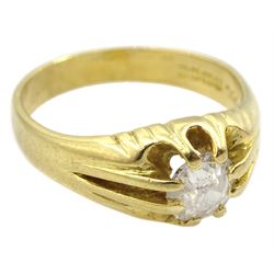 18ct gold single stone old cut diamond ring, Birmingham 1967, diamond weight approx 0.95 carat