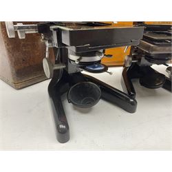 Three microscopes, comprising Ernst Leitz Wetzlar, W Watson & Sons service II no 125485, W Watson & Sons Bactil binocular no 115722, all boxed  