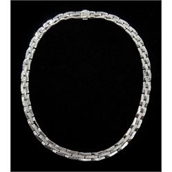 Chimento 18ct white and yellow gold reversible rectangular link necklace, each central link set with seven round brilliant cut diamonds, stamped 750