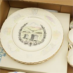 Wedgwood Jasperware style cheese dome and cover, with other Wedgwood jugs, Royal Worcester turquoise pattern tea wares, Crown Devon plates etc