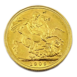  King Edward VII 1909 gold full sovereign, Sydney mintmark  
