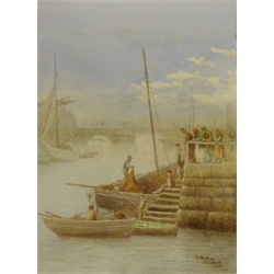  'On the Quay' Whitby, watercolour signed and dated 1890 Edward C Booth (British 1821-c1893) 35cm x 26cm  