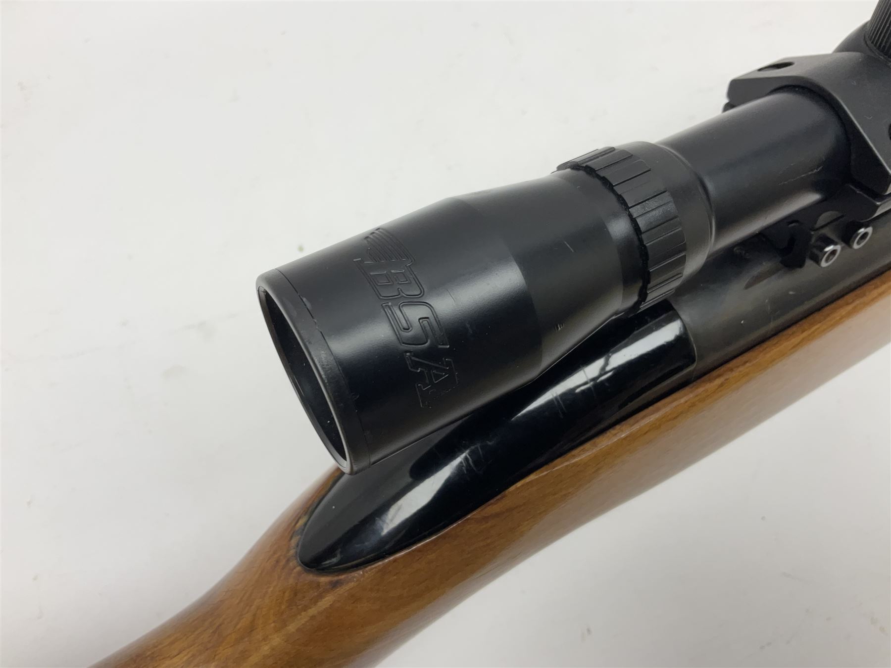 BSA 22 caliber air riffle with telescopic sight, in Fambeau hard case