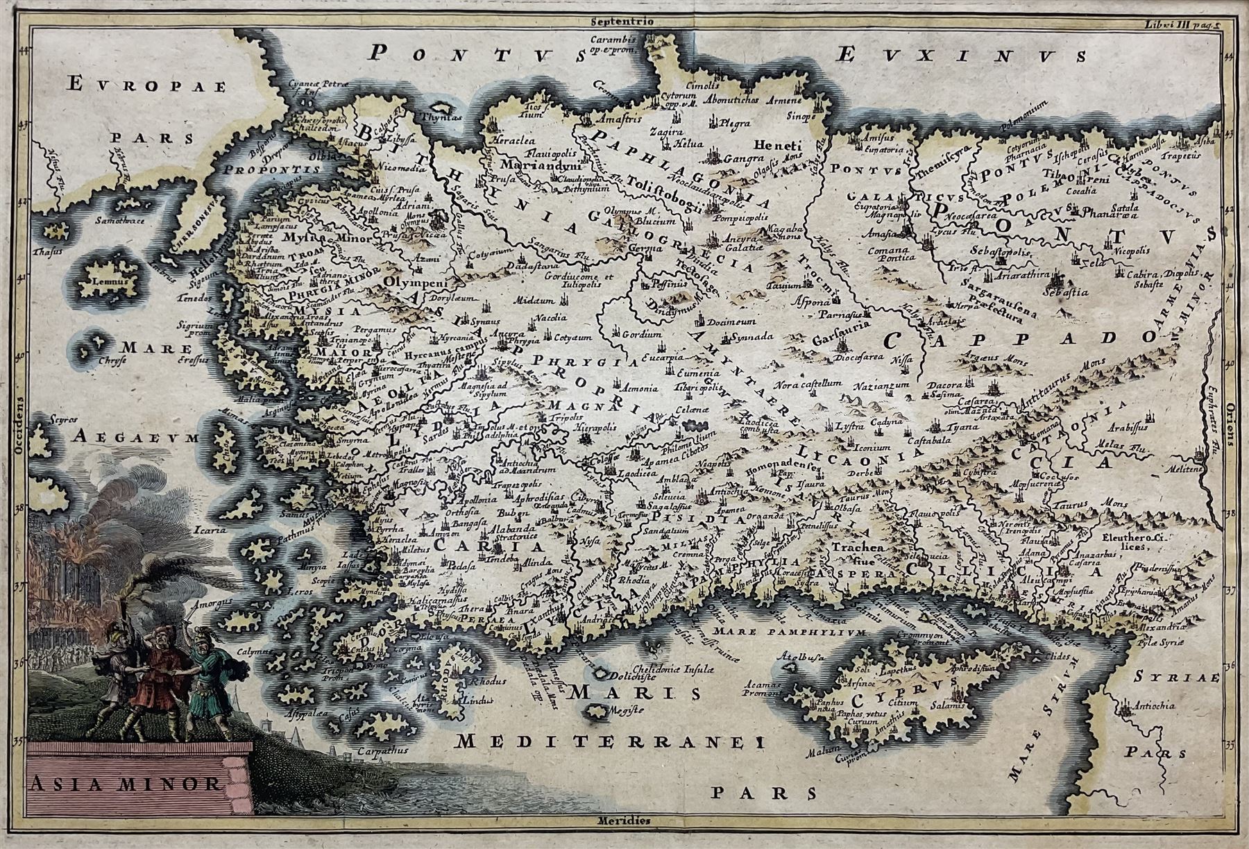 Gerardus Mercator (Flemish 1512-1594): 'Asia Minor', engraved map c.1650 with later hand colour 22cm x 32cm
