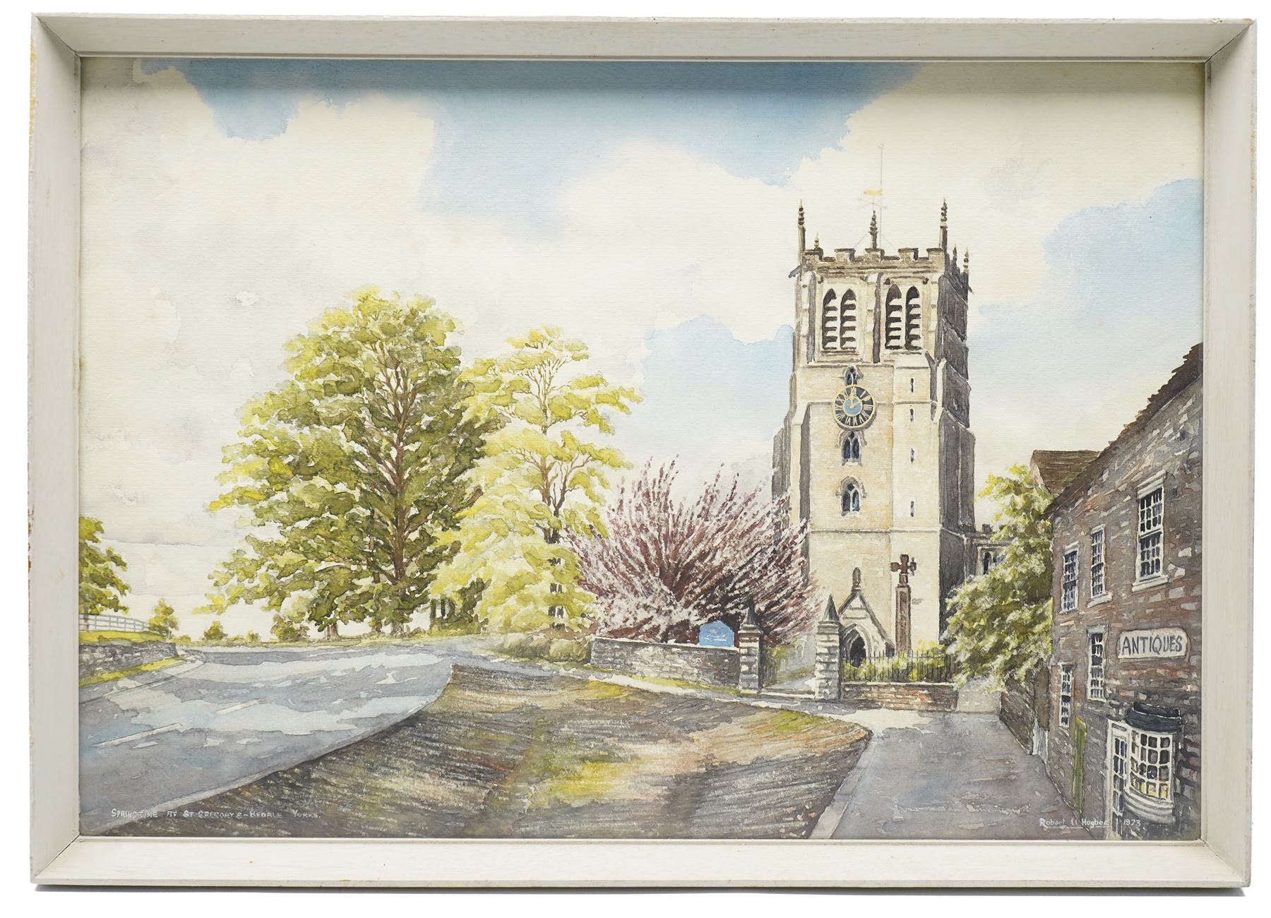 Robert Hughes (English School 20th Century): 'Springtime at St. Gregory's - Bedale - Yorks', signed and dated 1973, 39cm x 59cm