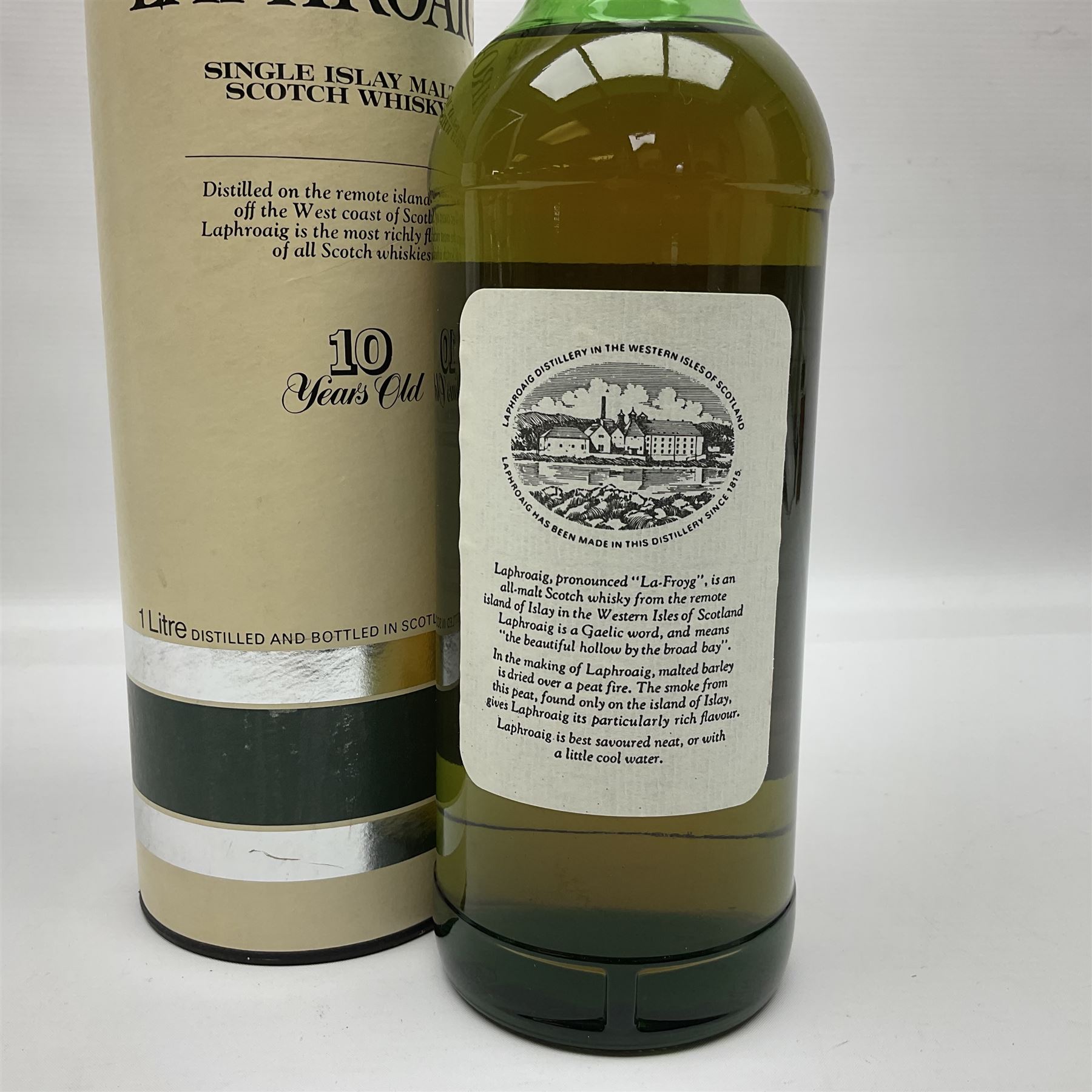 Laphroaig, 10 year old, single malt Scotch whisky, circa 1980, 1 litre, 43% vol 