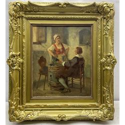 Viktor Schivert (Romanian 1863-1929): Tavern Interior, oil on board signed 45cm x 37cm