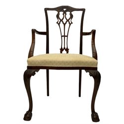 Chippendale design mahogany framed armch